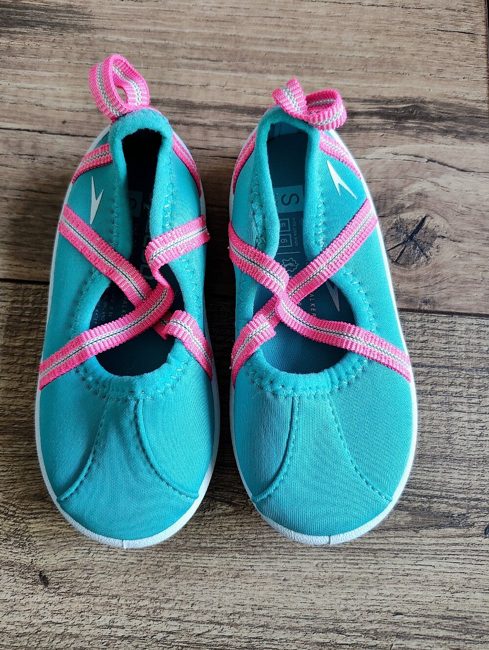 Speedo Teal Kids Water Shoes with Pink Straps